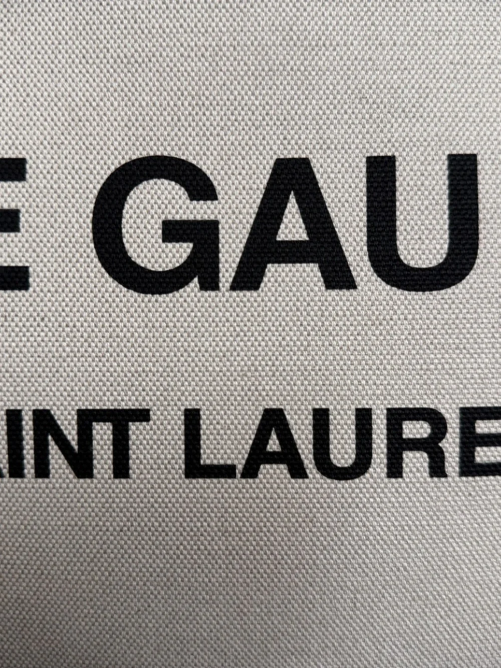 Saint Laurent YSL Rive Gauche White Black Canvas Logo Leather Tote Bag
